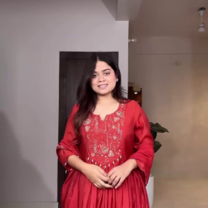 Red Anarkali Style Kurta Set