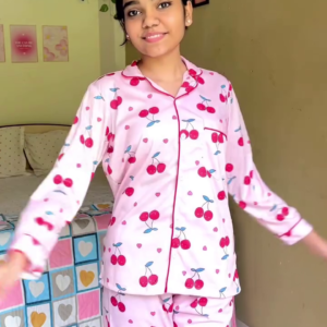 Pink Printed Night Suit Set