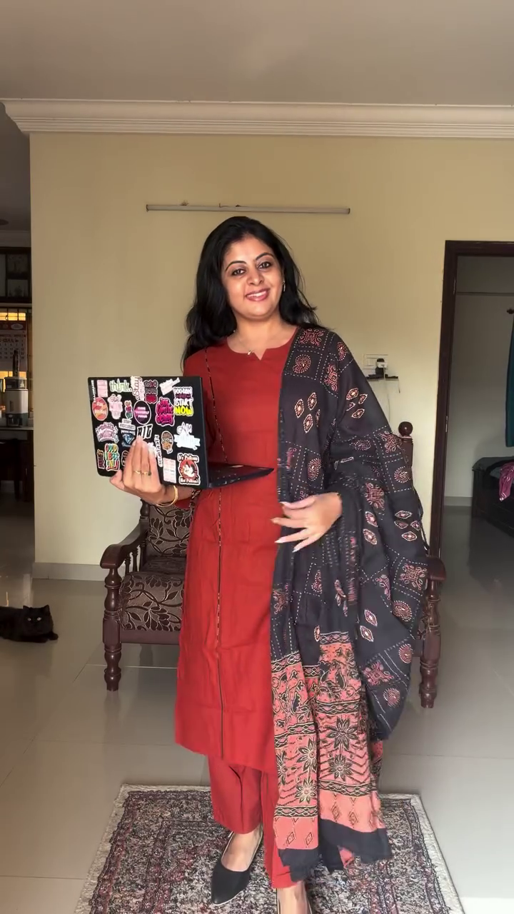 Red Kurta with Printed Dupatta