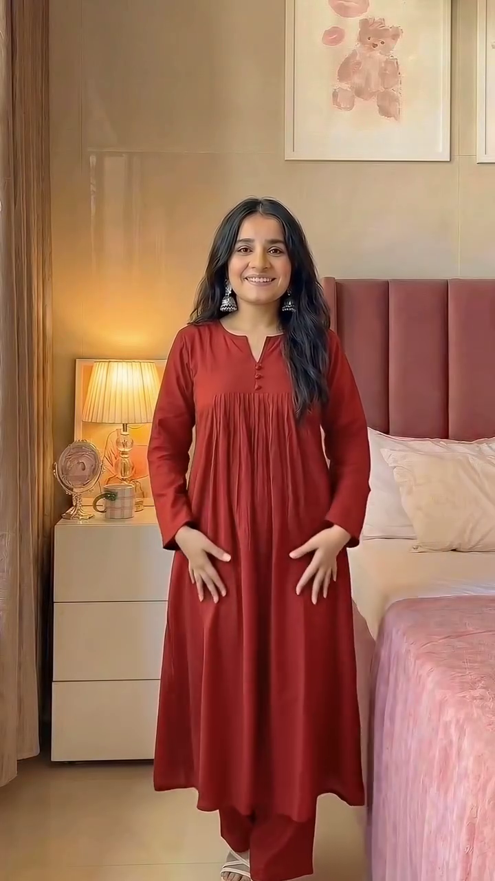Red Floral Printed Kurta Set