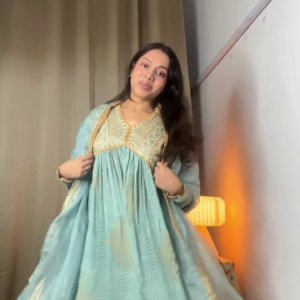 Pastel Blue Flared Anarkali Set