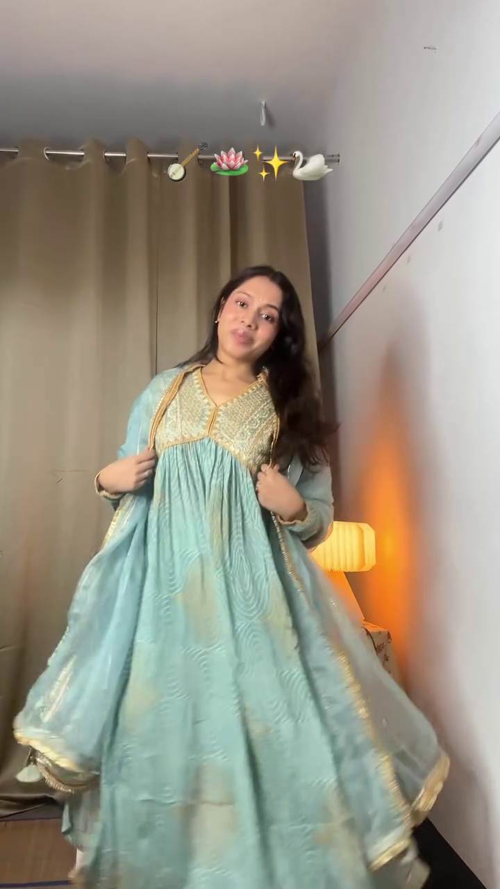 Pastel Blue Flared Anarkali Set