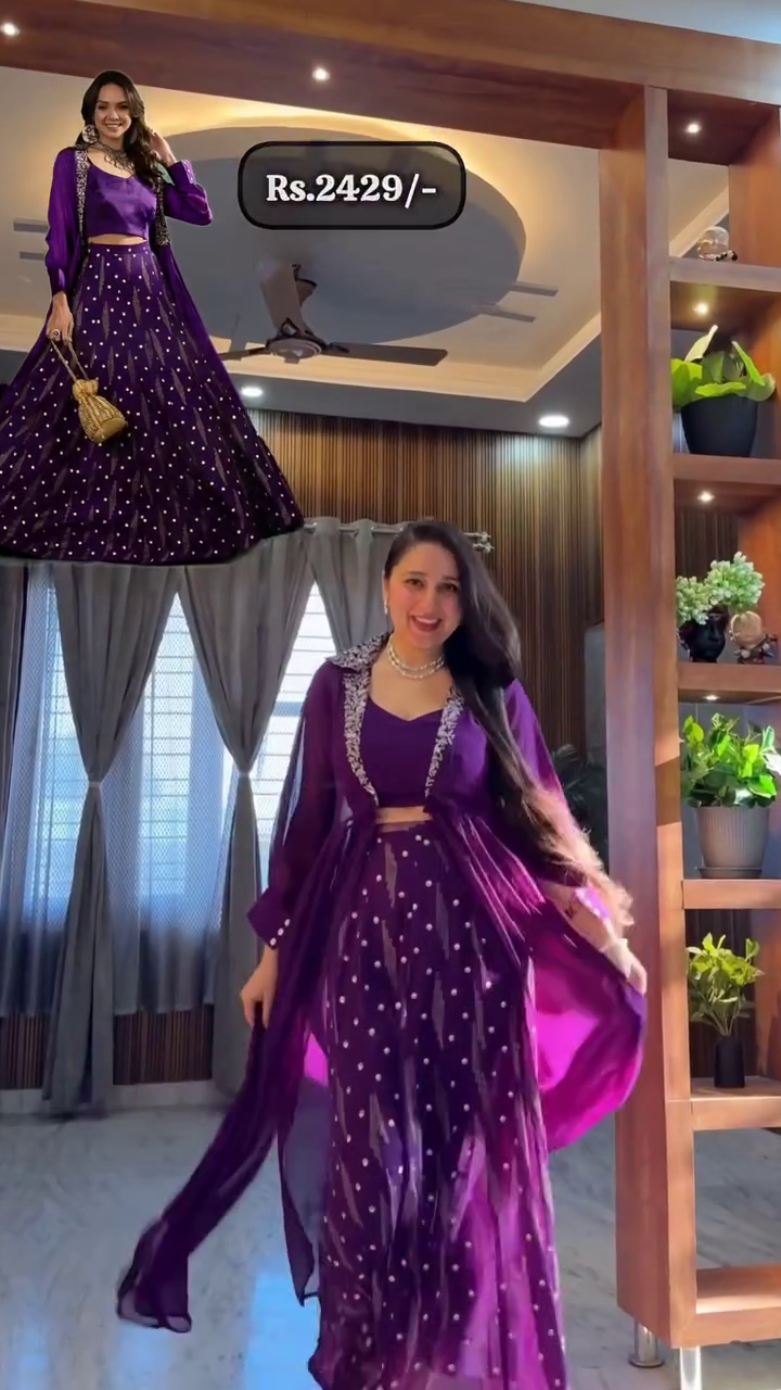 Purple Ombre Lehenga Set - Image 2