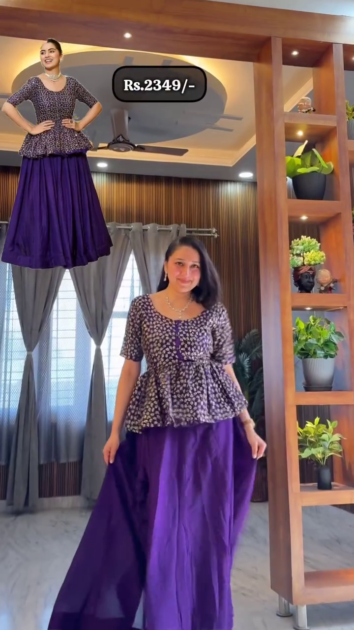 Purple Ombre Lehenga Set - Image 3