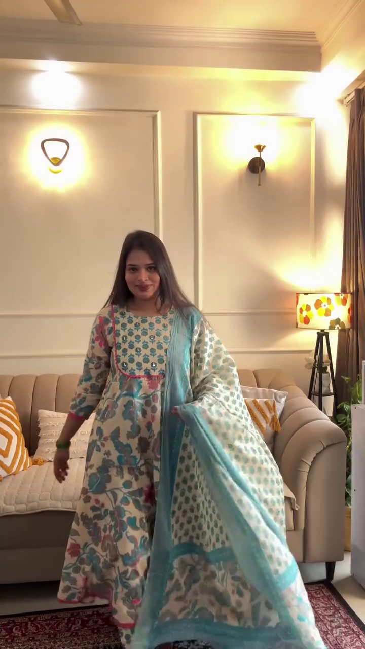 Printed Cotton Kurta Set with Dupatta - Image 4