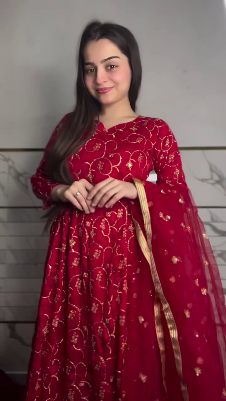 Wine Embroidered Festive Suit - Image 5