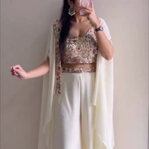 Ivory Indo-Western Wedding Guest Outfit