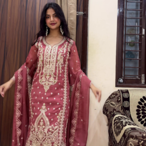 Dusty Rose Heavy Embroidered Suit