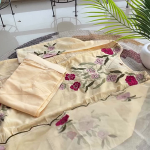 Cream Floral Embroidered Suit Set