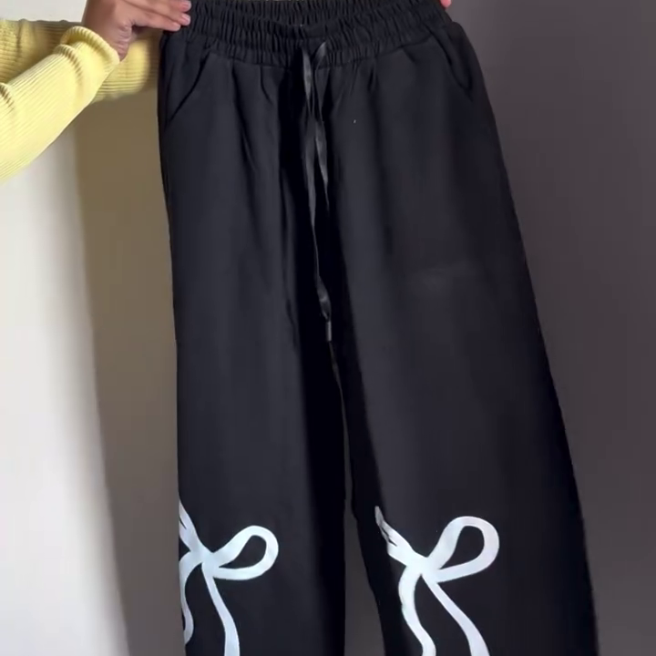 Black Casual Printed Pants