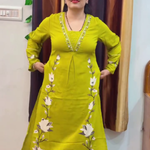 Lime Green Printed Kurta Set